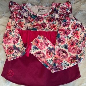 Ruffle Butts Girls' Floral Pink and Red Blouse